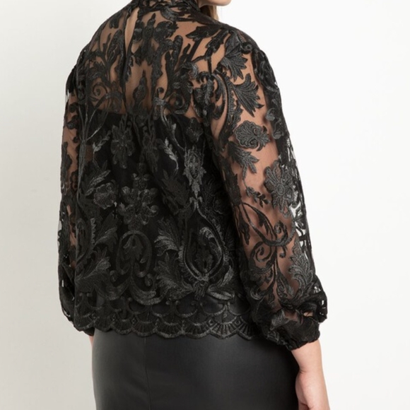 Eloquii Lace Mock Neck Blouse - Picture 6 of 12